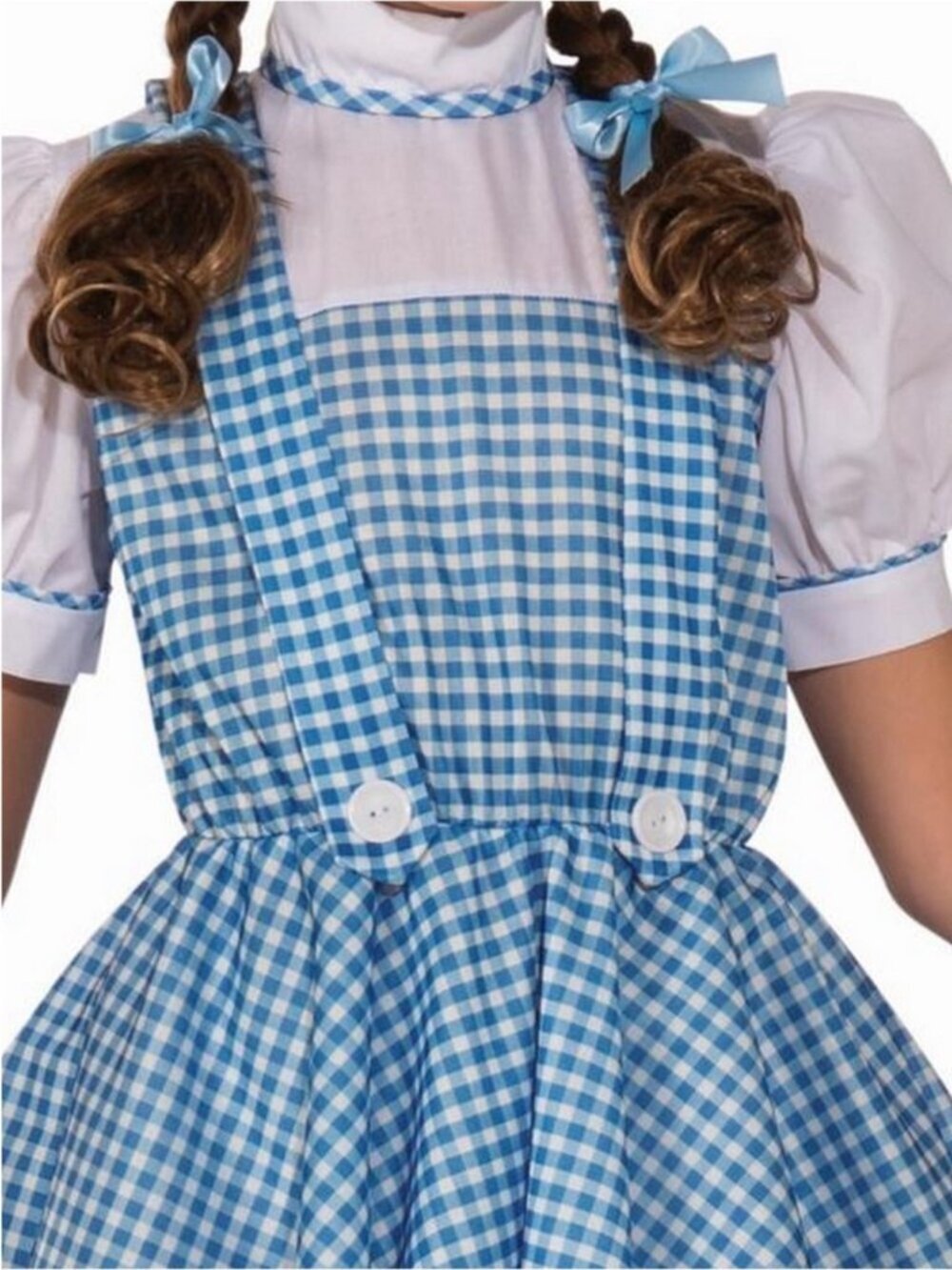 Wizard of Oz Dorothy Costume Dress Blue White Gingham Hair Bows Girls Medium 7-8 - Picture 11 of 16